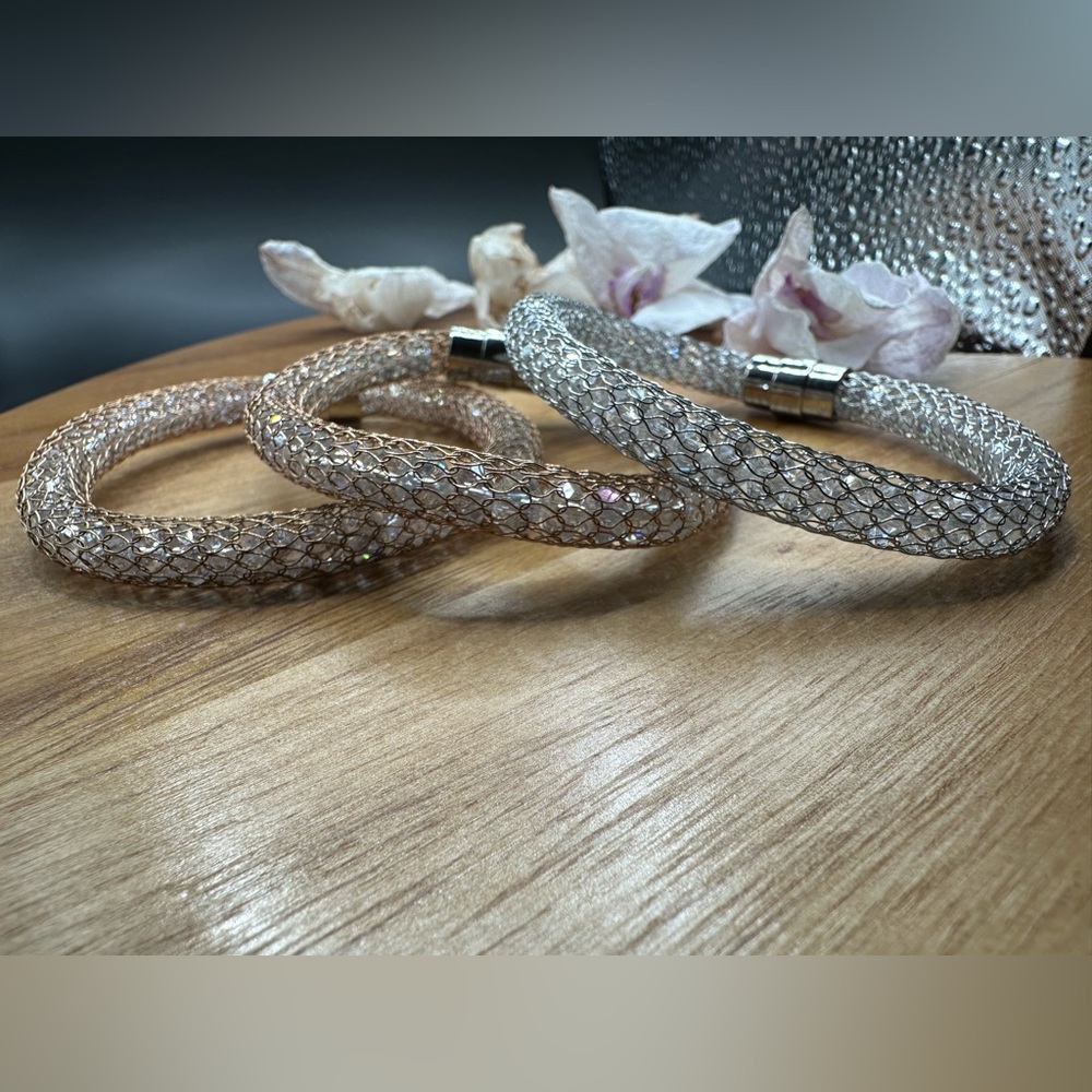 Sparkly mesh bracelets set of 3 (magnetic)